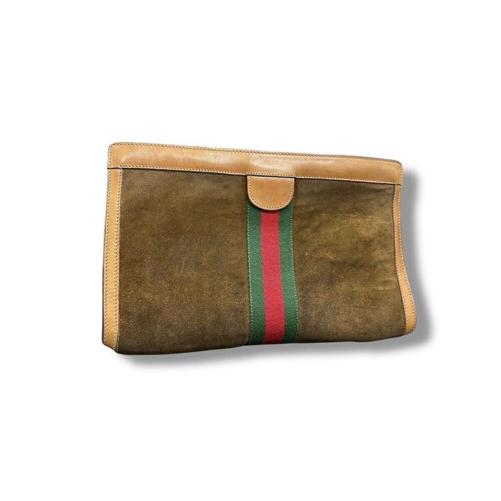 Gucci PARFUMS Perfume Clutch Bag Shoulder Suede Sherry